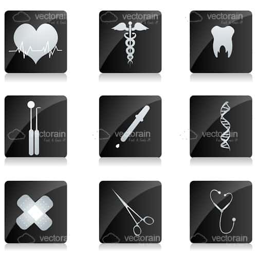 X-Ray Styled Medical Icon Set